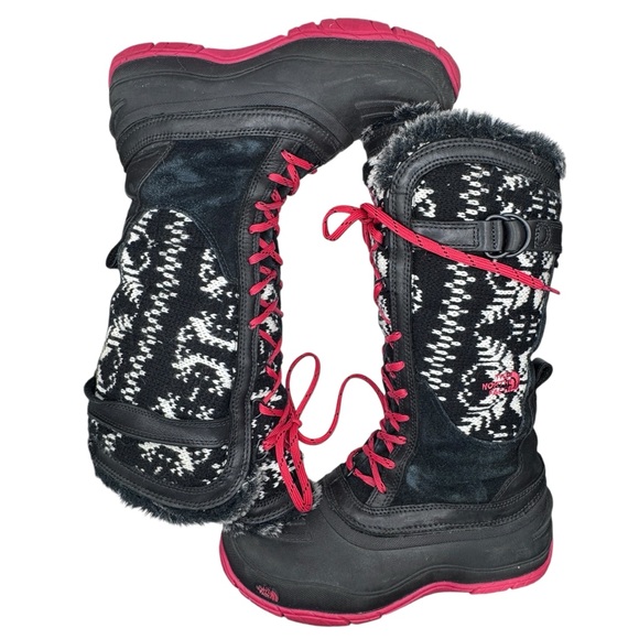 The North Face Women's Black and Pink Winter Boots - Size 7.5 - Picture 3 of 11